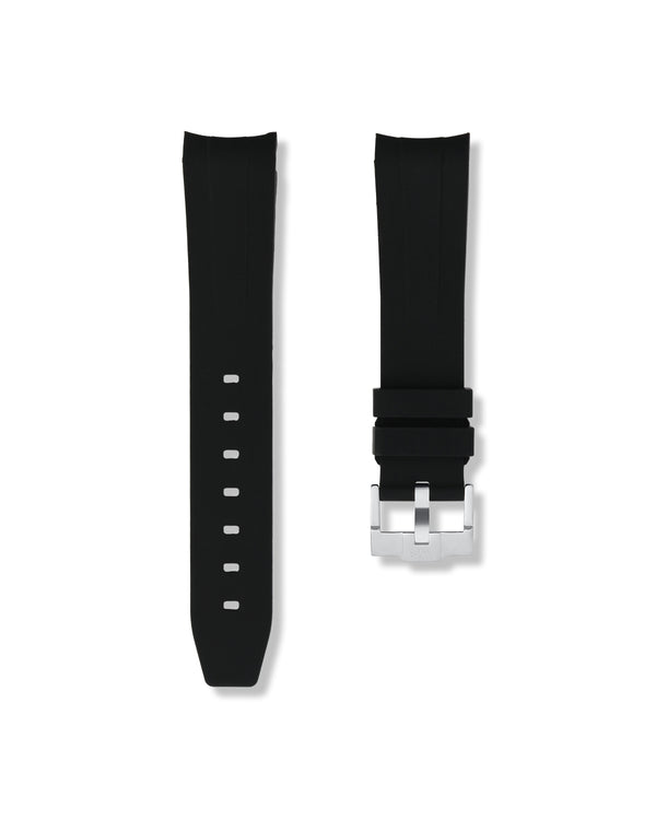Tuxedo Black Curved Rubber Strap 20mm | WISSTRAPS