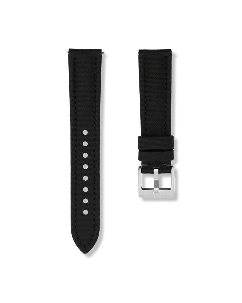 Tuxedo Black Sailcloth Watch Strap 21mm | WISSTRAPS