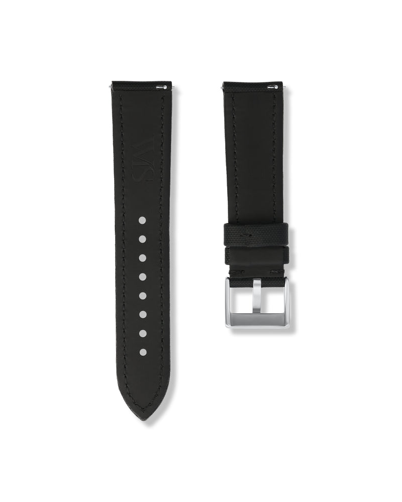 Tuxedo Black Sailcloth Watch Strap 23mm | WISSTRAPS