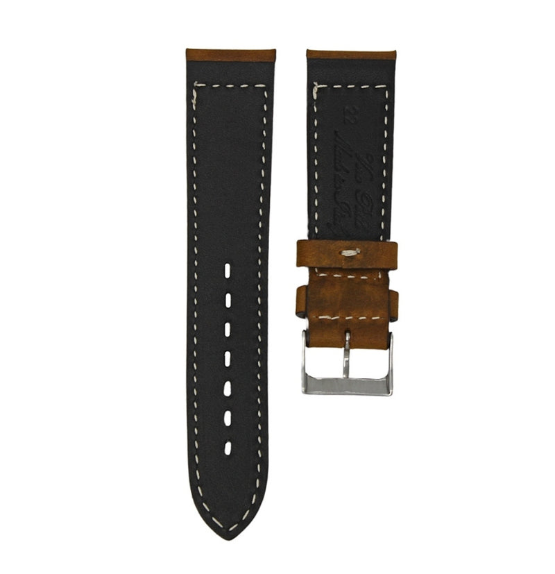 WEATHERED BROWN - HANDMADE ITALIAN LEATHER WATCH STRAP FOR 22MM