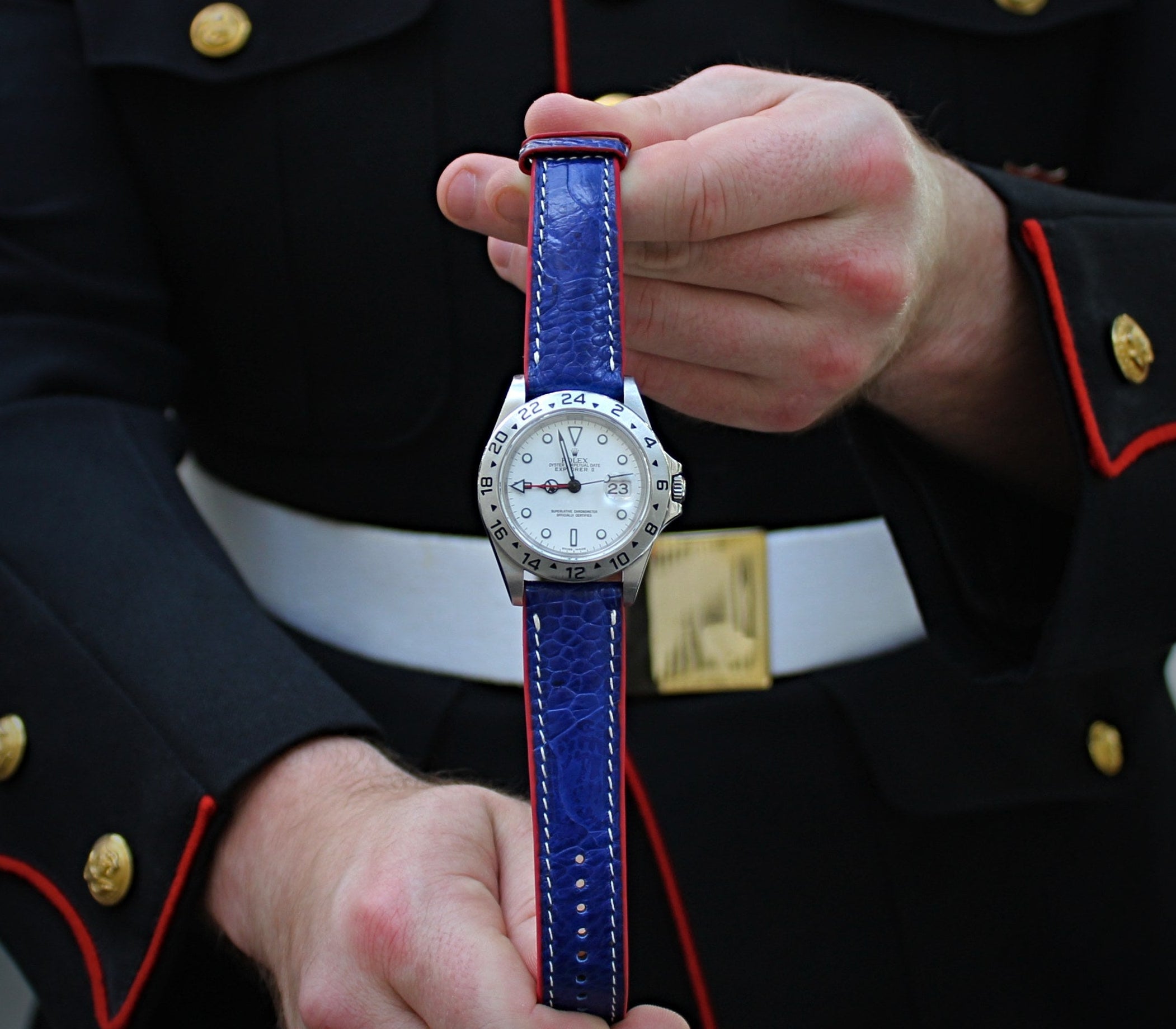 Blue Ostrich Leather WIS Watch Strap Limited Release250 Year USA Anniversary 
