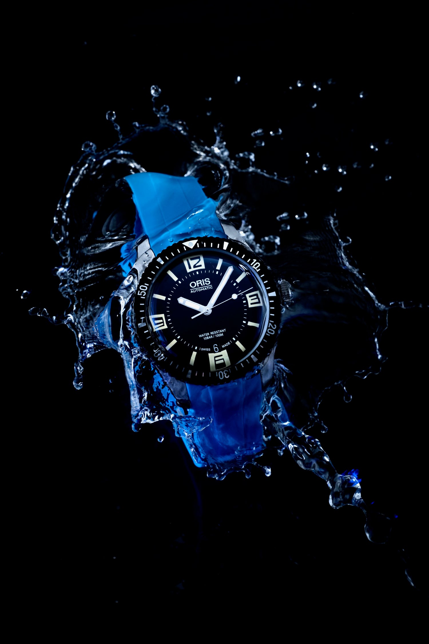 Miami Blue - Integrated Rubber Watch Strap For Oris Diver 65