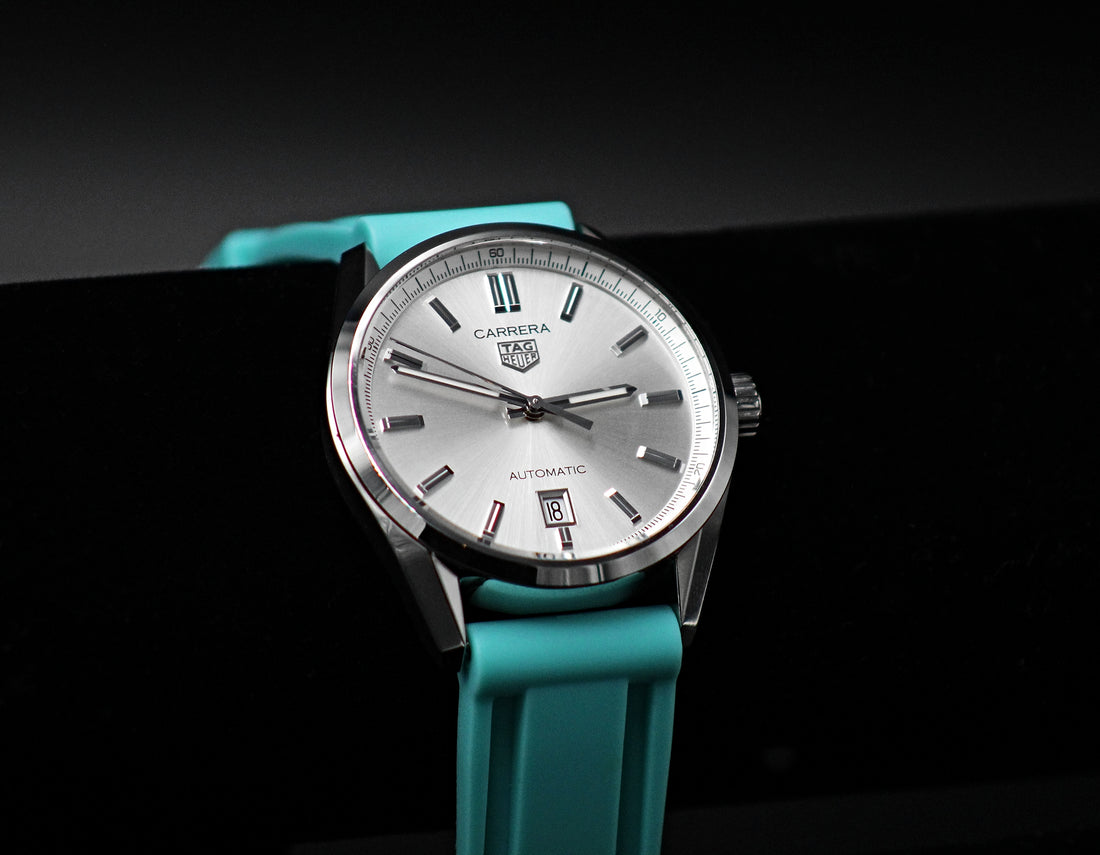 Correa de caucho azul glaciar para Tag Heuer Carrera