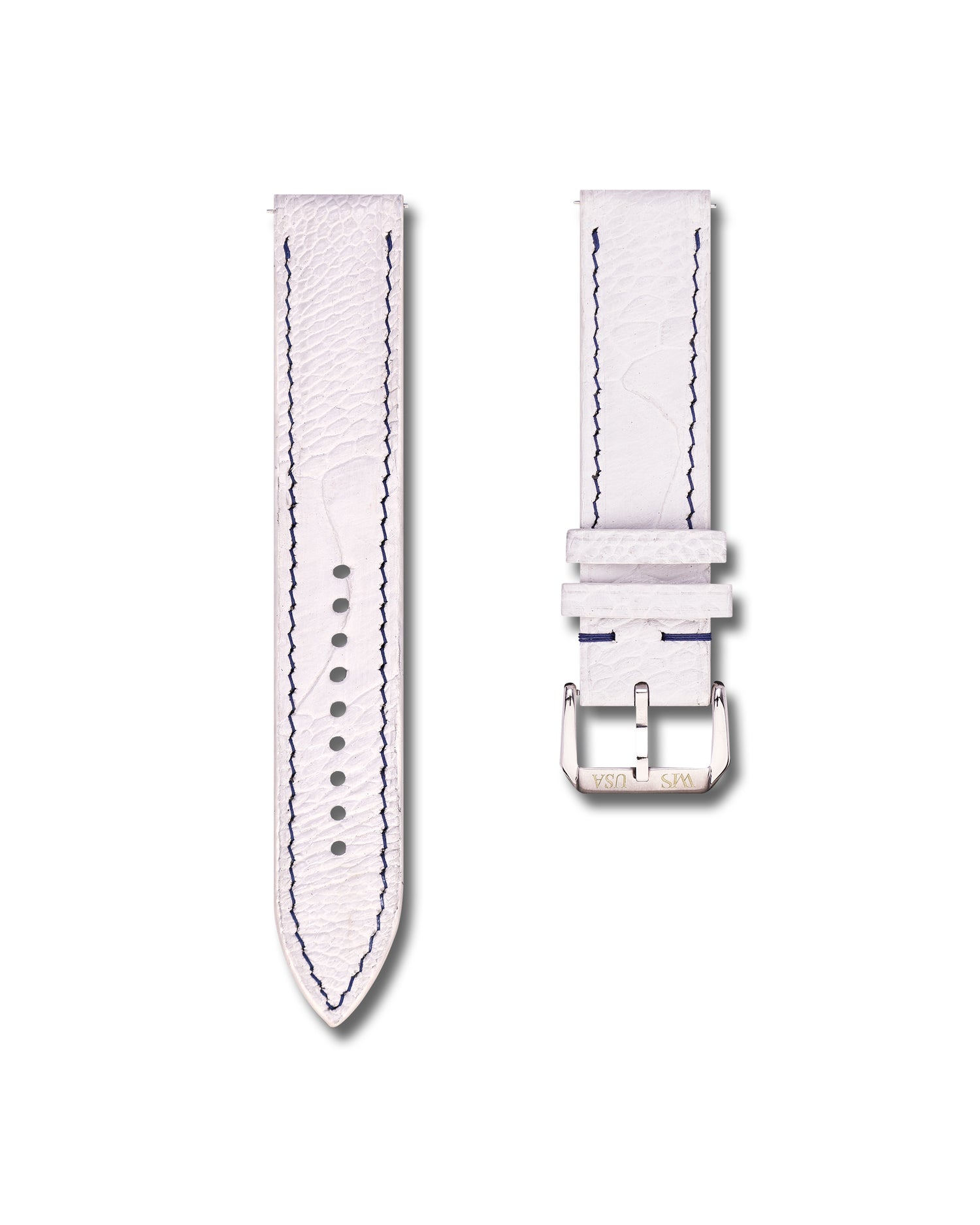 White Ostrich Leather Watch Strap WIS Straps USA 250 Year Anniversary 