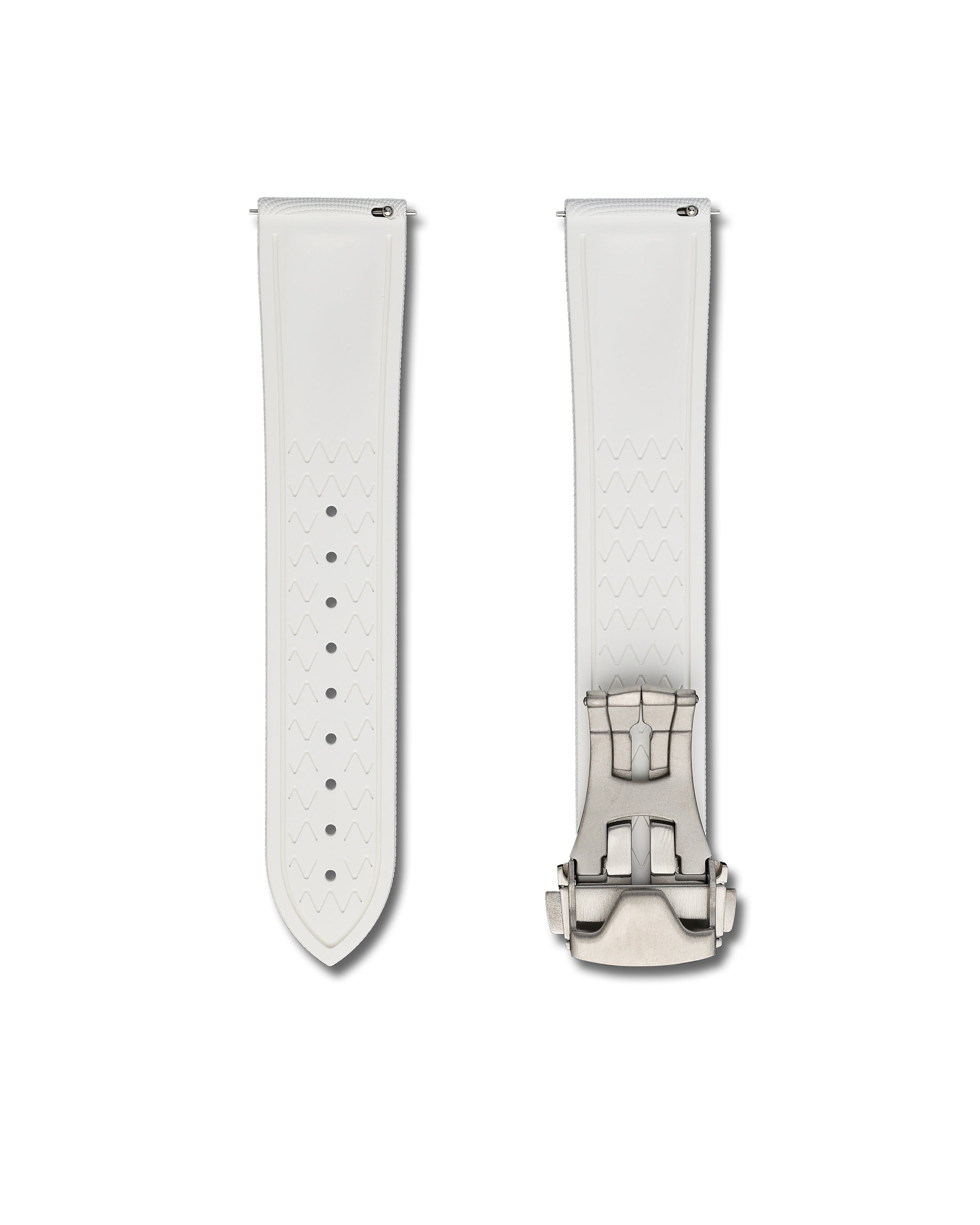 White Rubber Sailcloth Deployant Clasp Watch Band | WIS Watch Straps