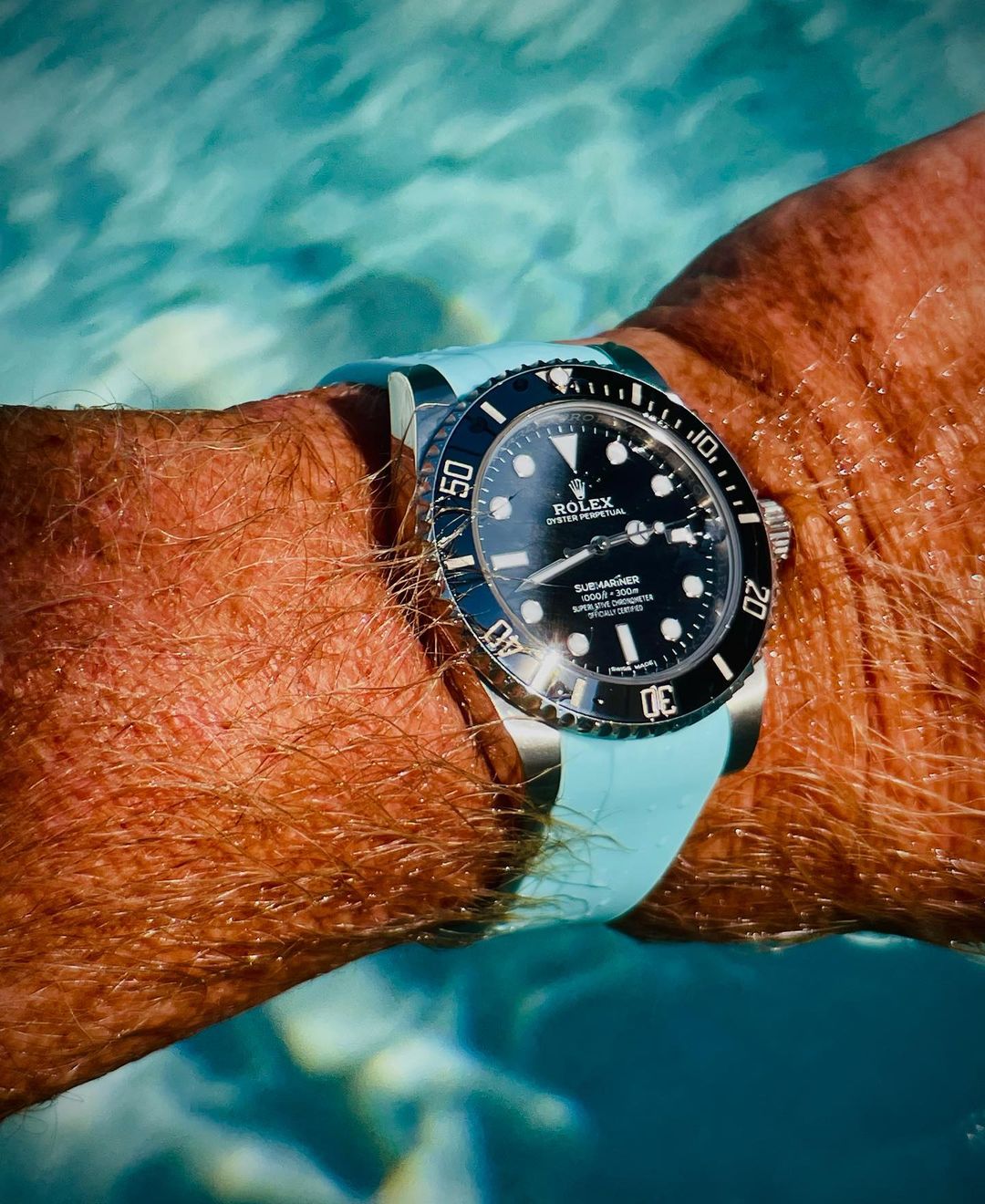 Glacier Blue - Rubber Watch Strap For Rolex Submariner