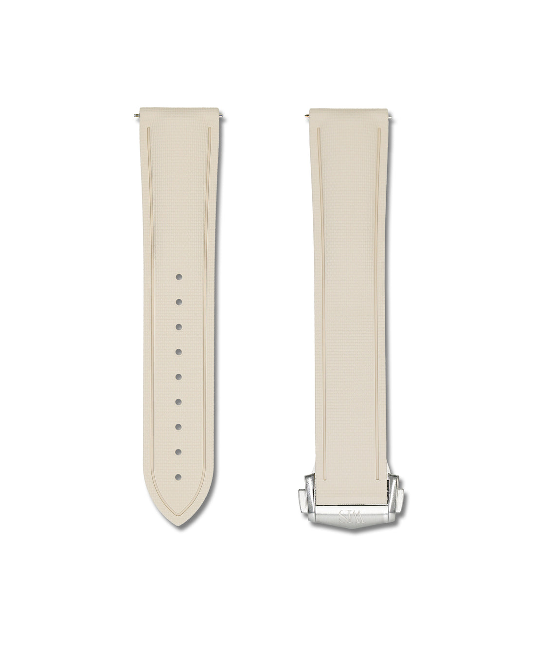 Beige Deployant Clasp Sailcloth Rubber Quick Release Watch Band | WIS Watch Straps