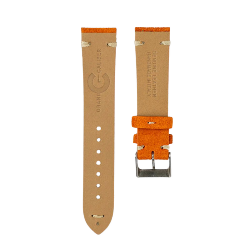 Pumpkin Orange - Suede Leather Watch Strap For 20mm