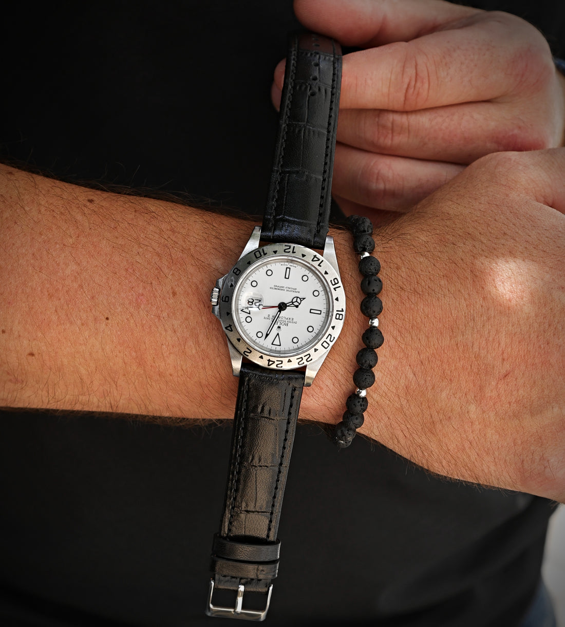 Black Alligator Leather Watch Strap | WIS