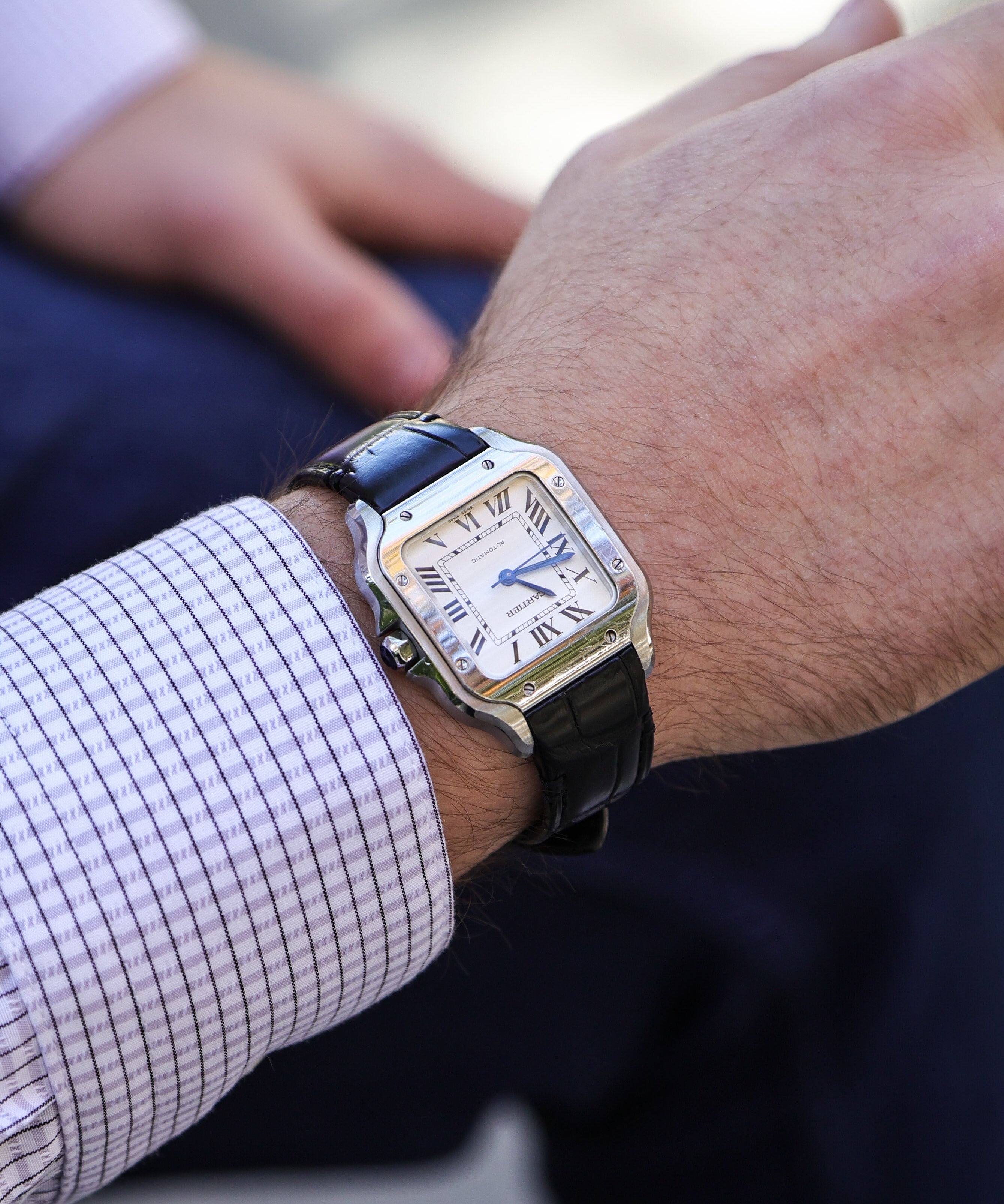 Onyx Black Crocodile Leather Watch Strap For Cartier Santos – WIS
