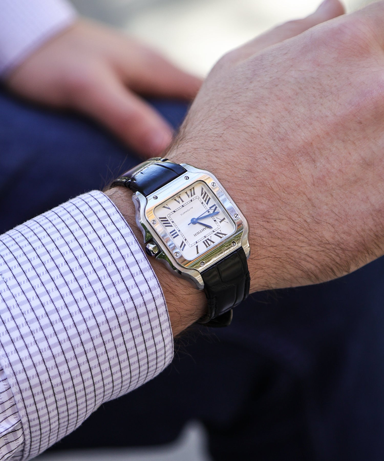 Cartier Santos Black Alligator Leather Quick Release WIS Watch Strap