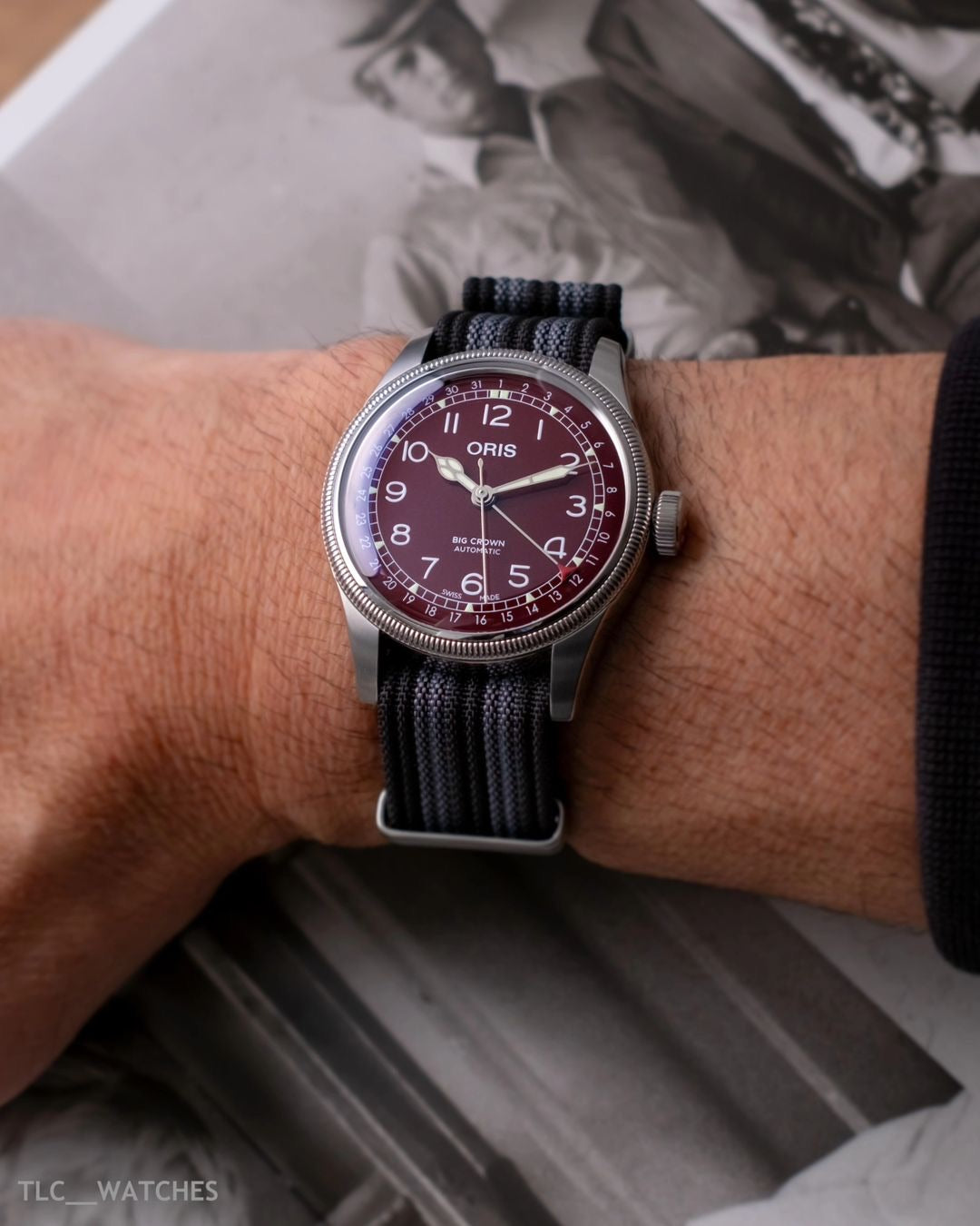 Black Woven Nylon with Grey Stripes Watch Band | WIS Watch Straps