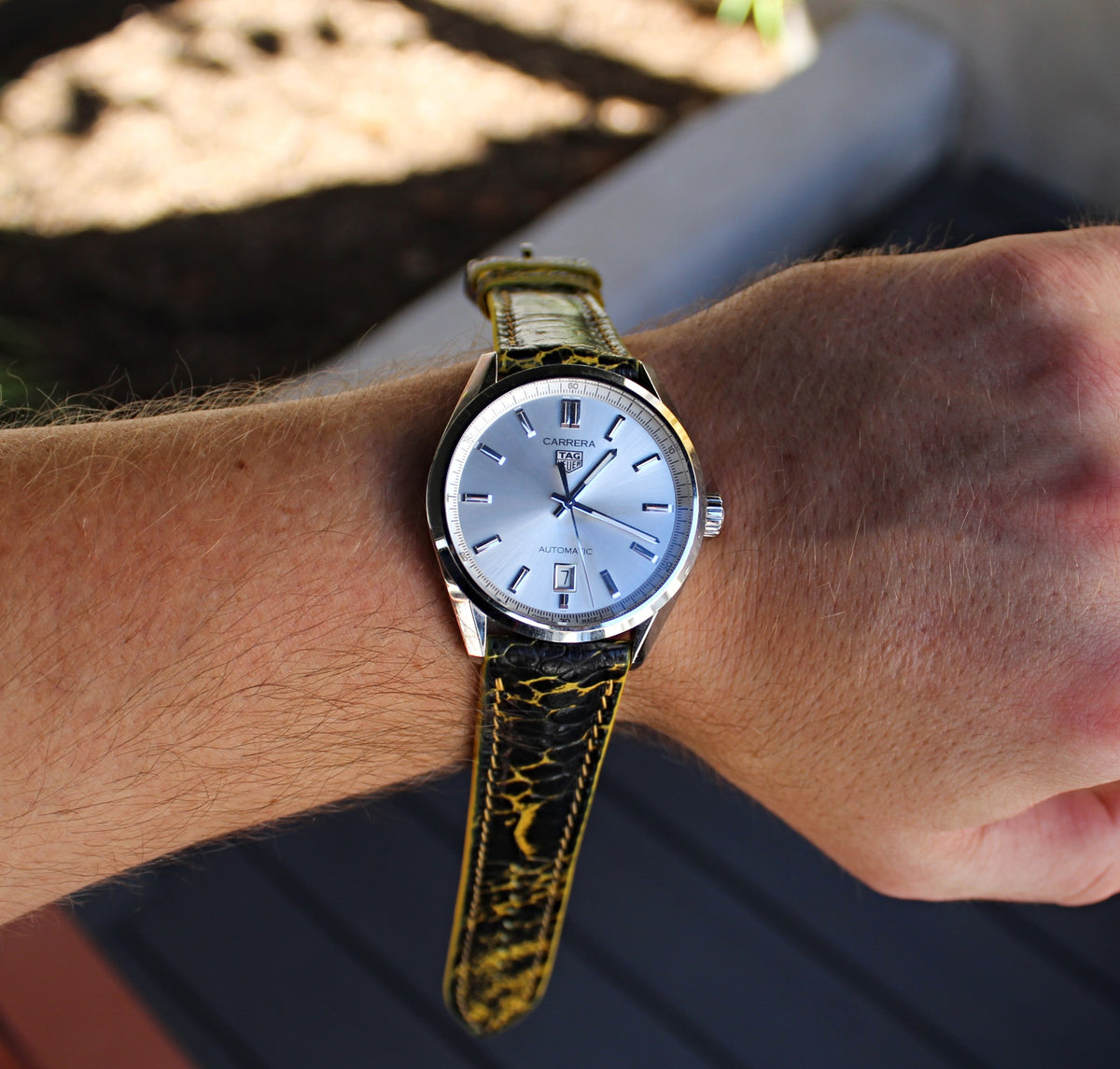 Black and Yellow Bumblebee Ostrich Leather | WIS Watch Straps