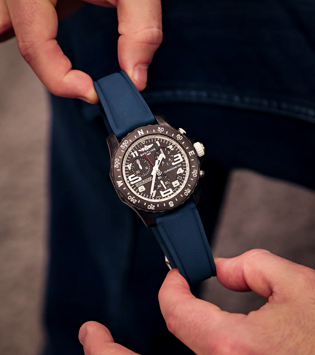 Blue Deployment Clasp Rubber Sailcloth Quick Release Watch Band 22mm | WIS Watch Straps