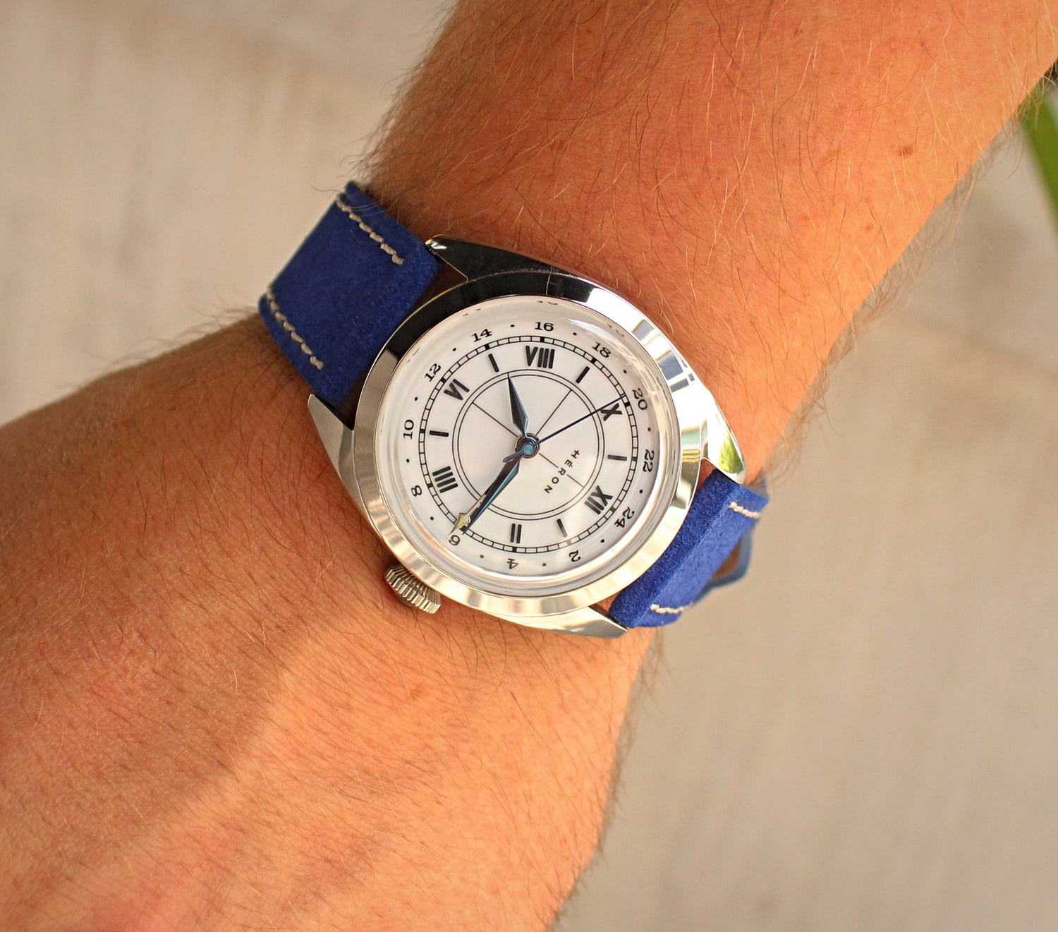 Blue Suede Leather Watch Band Handmade in Italy | WIS Watch Straps