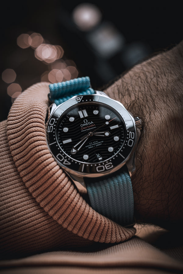 Miami Blue - Nato Watch Strap For Omega Seamaster
