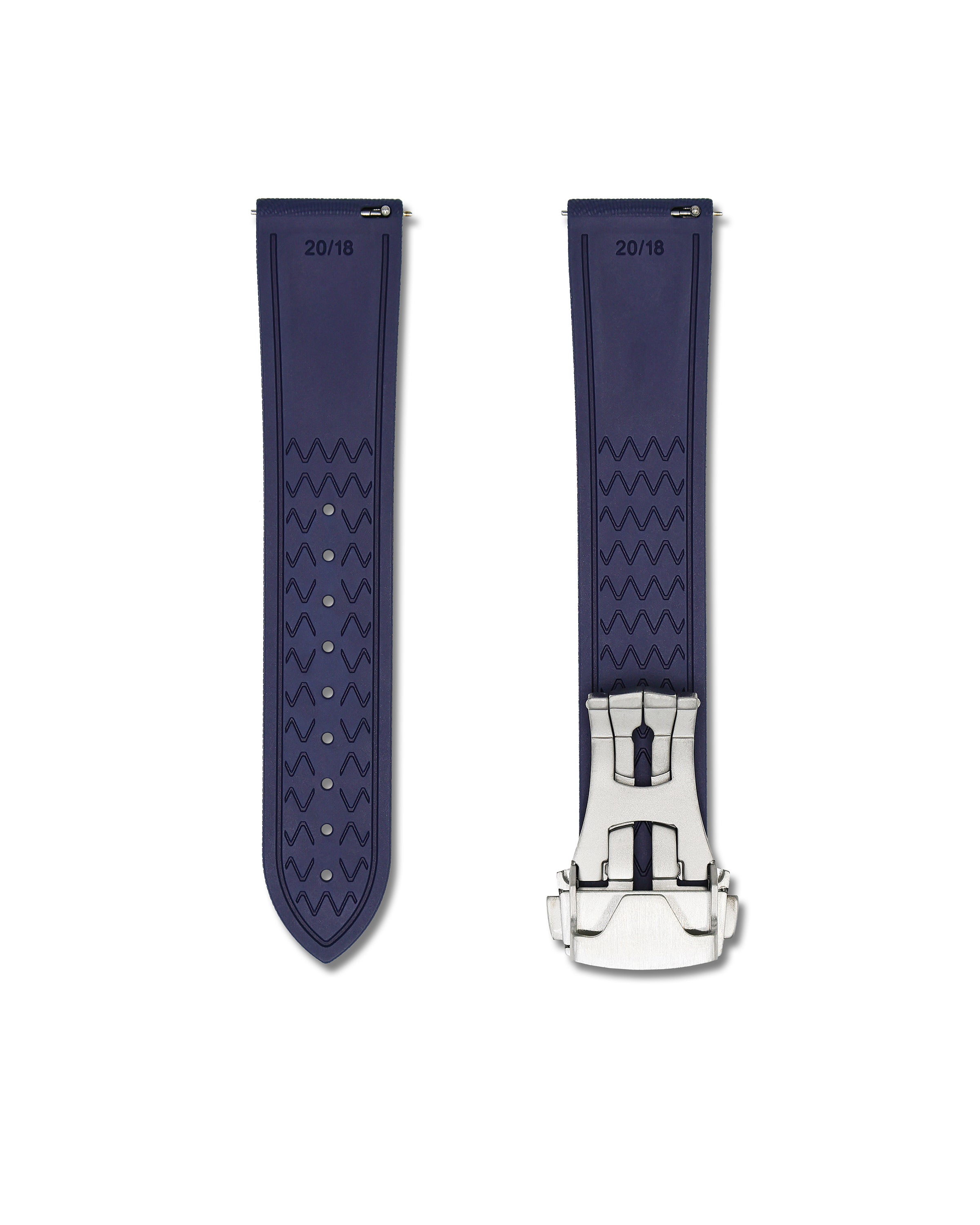 Blue Deployant Clasp Sailcloth Rubber Watch Band | WIS Watch Straps
