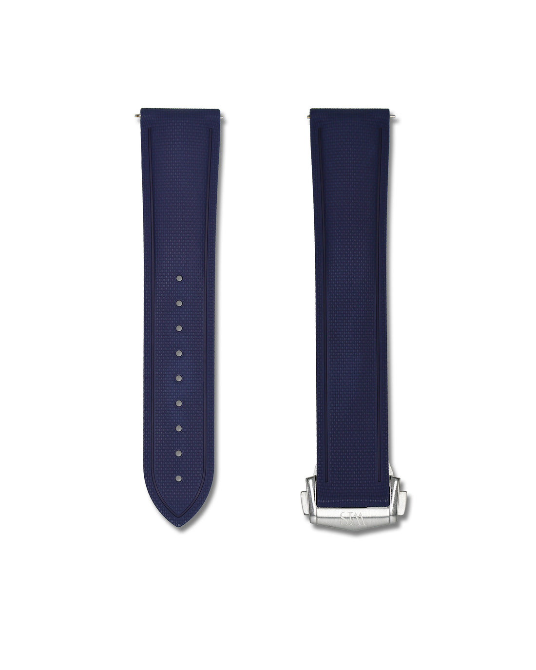 Blue Deployant Clasp Sailcloth Rubber Quick Release Watch Band | WIS Watch Straps