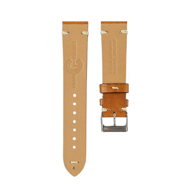 Woodland Brown - Stitched Italian Leather Watch Strap For 20mm