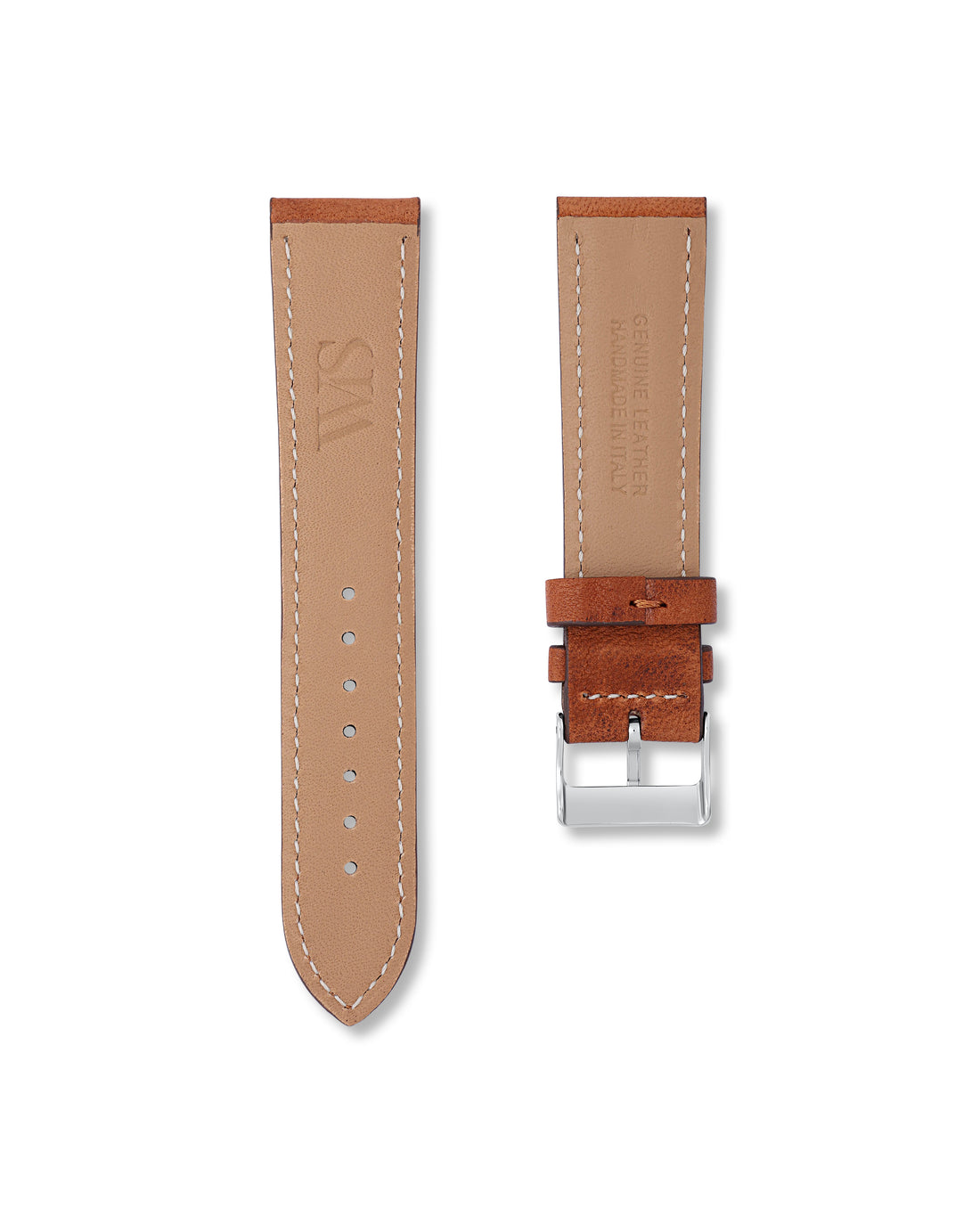 Brown Flat Padded Leather Watch Strap | WIS