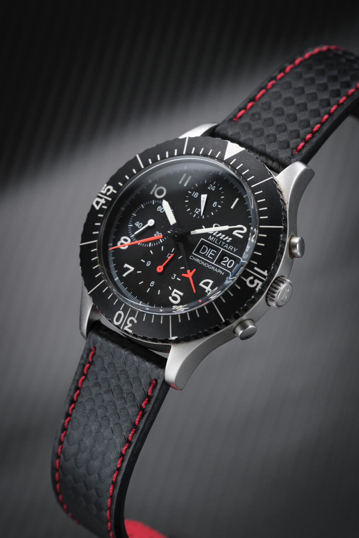 Sinn Watch on WIS Watch Straps Carbon Fiber Leather Watch Band