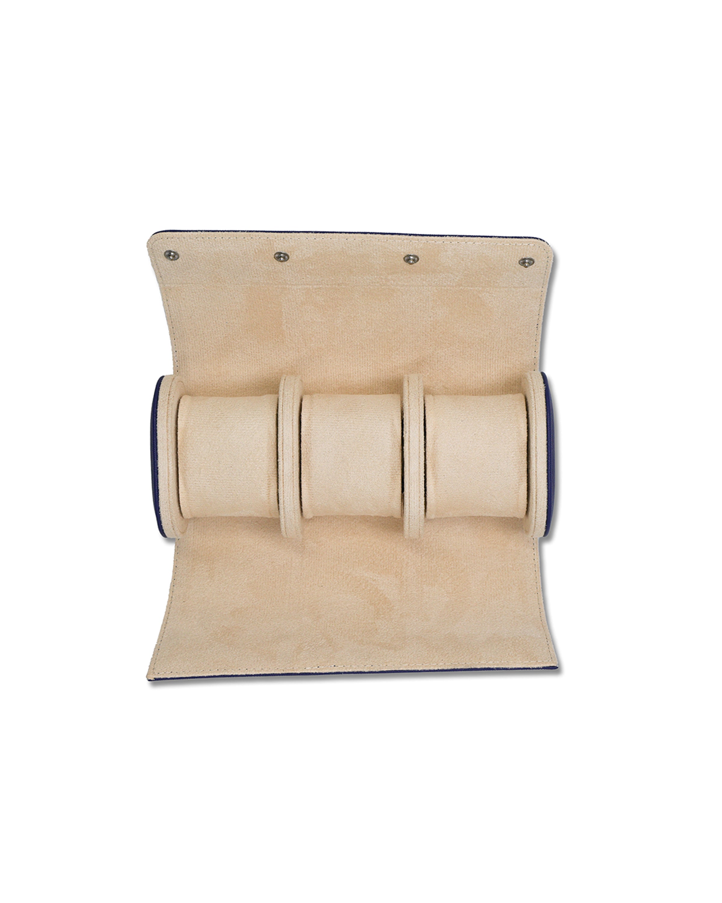 3 Slot Watch Roll Blue Leather | WIS Watch Straps