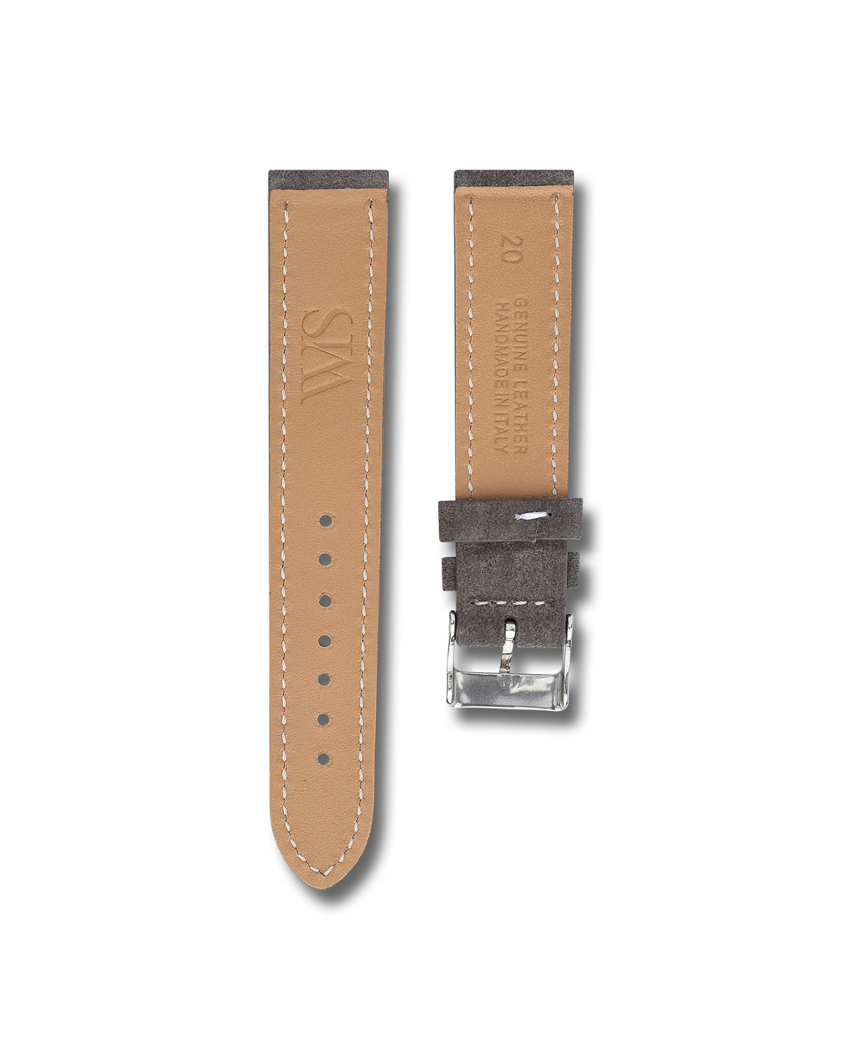20mm Grey Suede Leather WIS Watch Strap