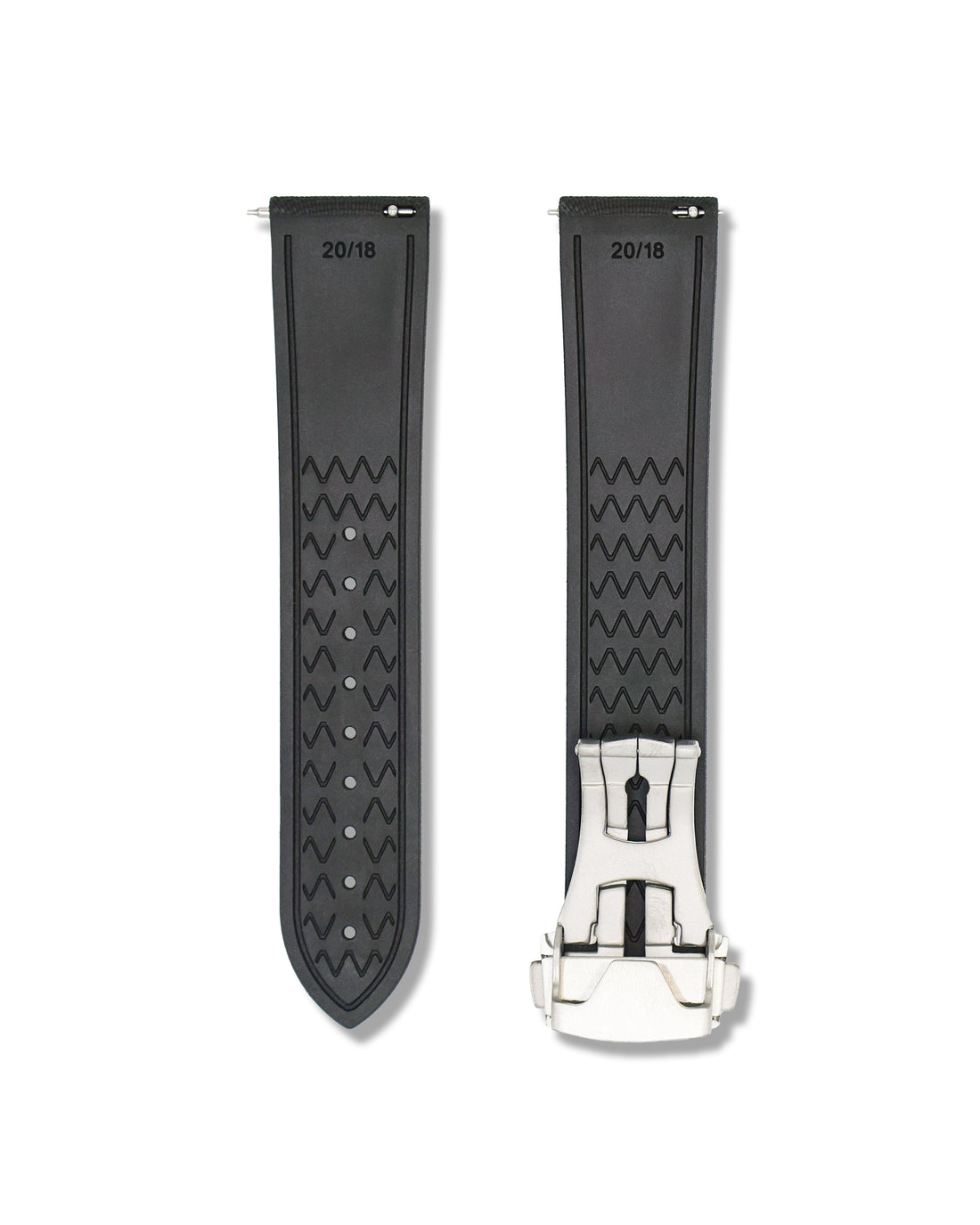 Black Textured Rubber Watch Strap Quick Release 20mm | WIS Watch Straps
