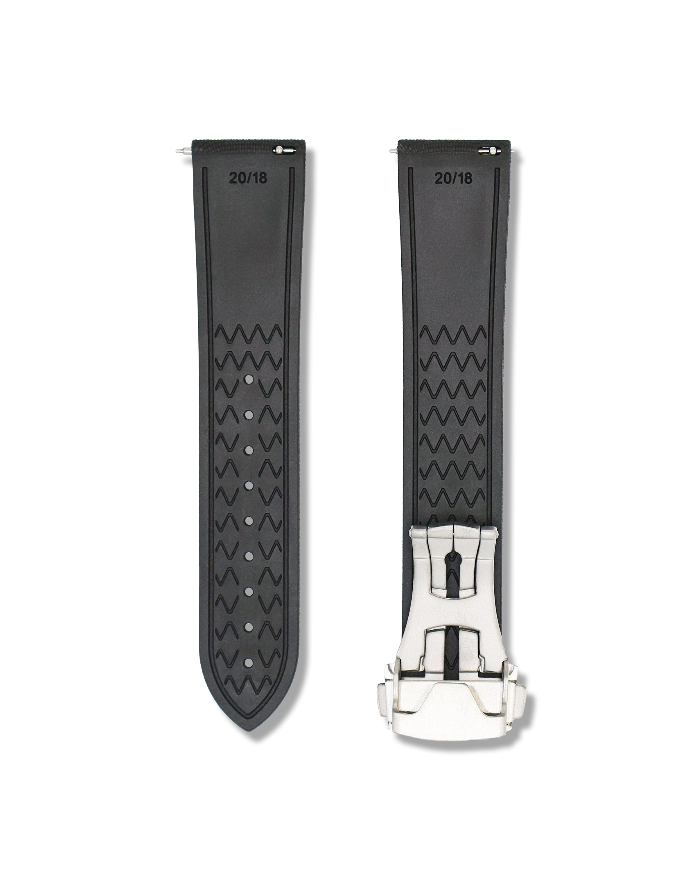 Black Textured Rubber Watch Strap Quick Release 20mm | WIS Watch Straps