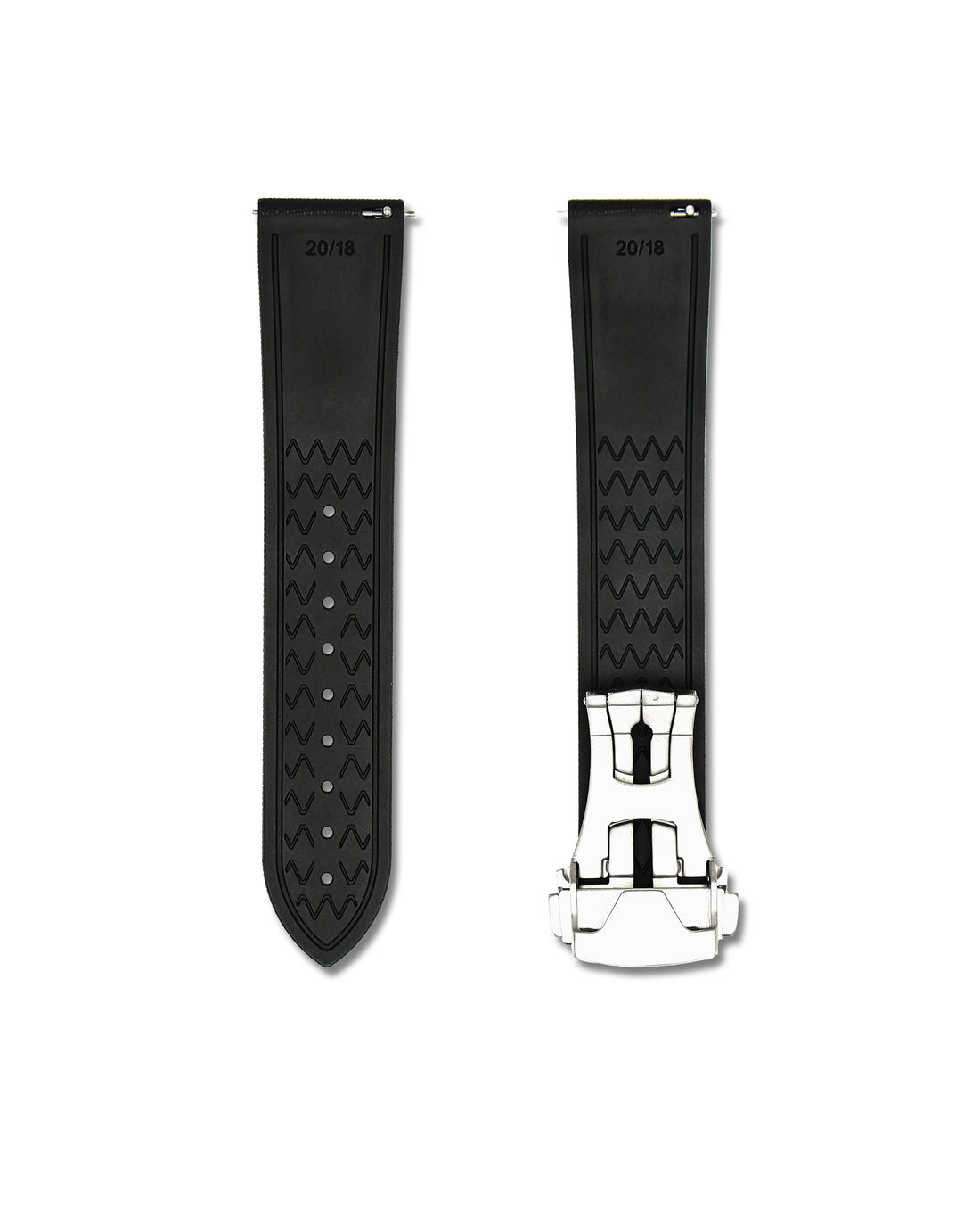Black Deployant Clasp Sailcloth Rubber Watch Strap | WIS Watch Straps