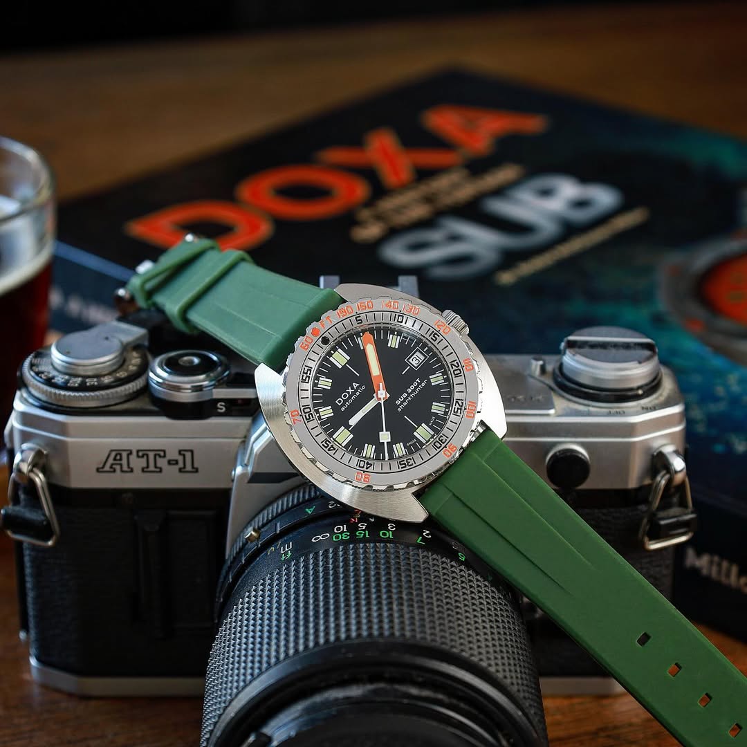 Dark Green Quick Release Rubber Watch Strap for Doxa | WIS Straps