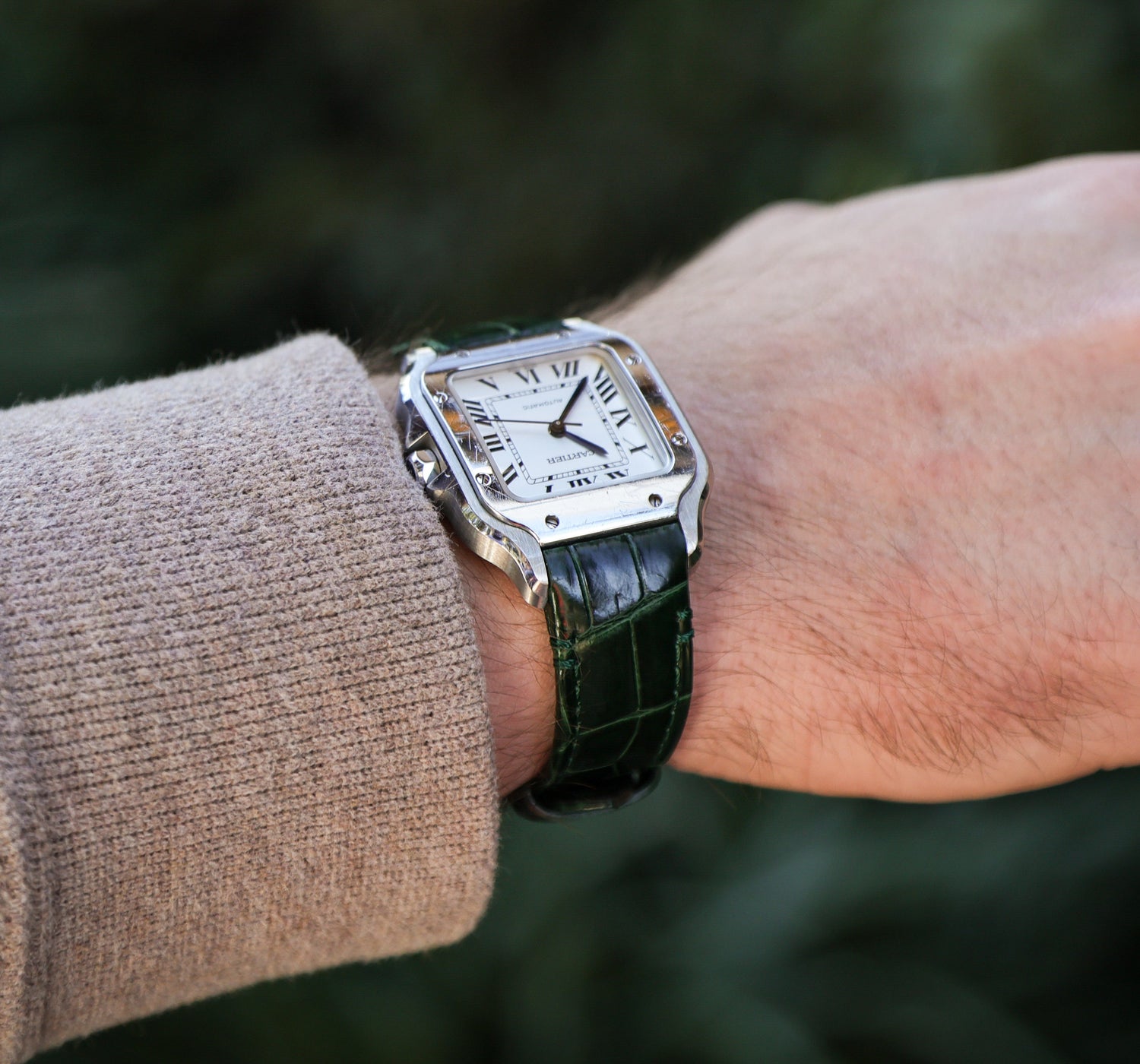 Cartier Santos Green Alligator Leather Quick Release WIS Watch Strap