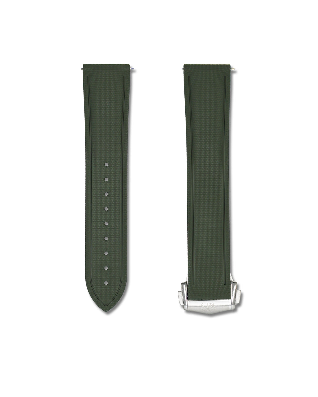 Green Deployant Clasp Sailcloth Rubber Quick Release Watch Band | WIS Watch Straps
