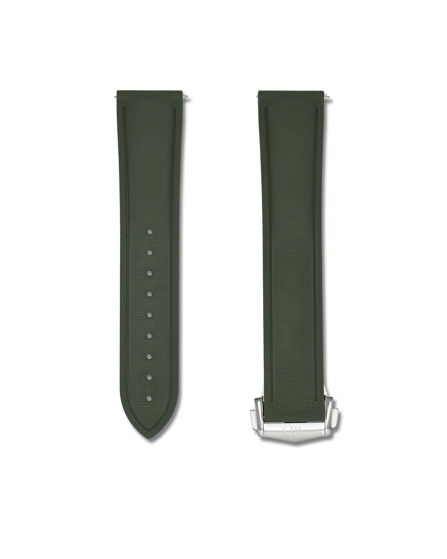 Green Deployant Clasp Sailcloth Rubber Quick Release Watch Band | WIS Watch Straps