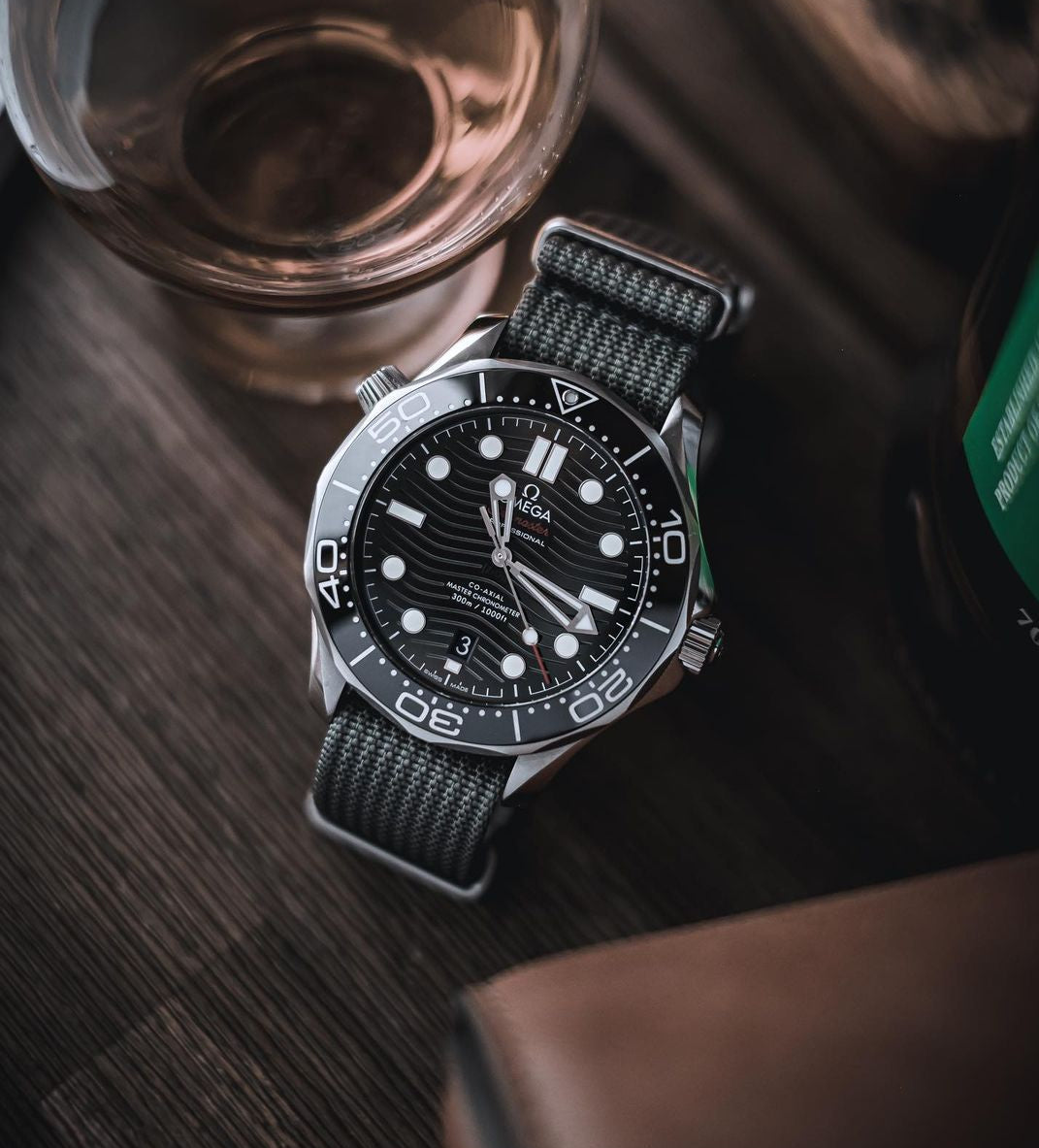 Grey Nato Nylon WIS Watch Strap on Omega Seamaster