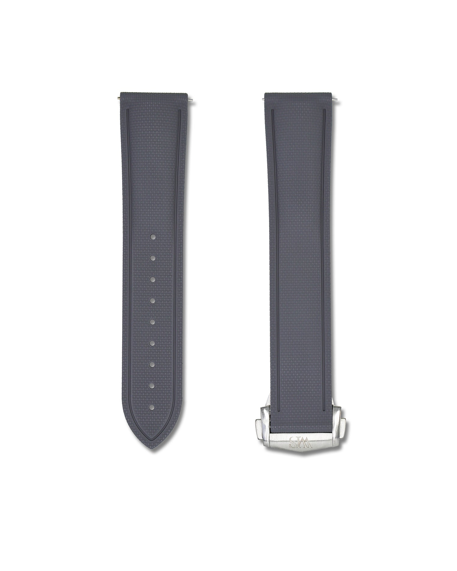 Grey Deployant Clasp Rubber Sailcloth Watch Band | WIS Watch Straps