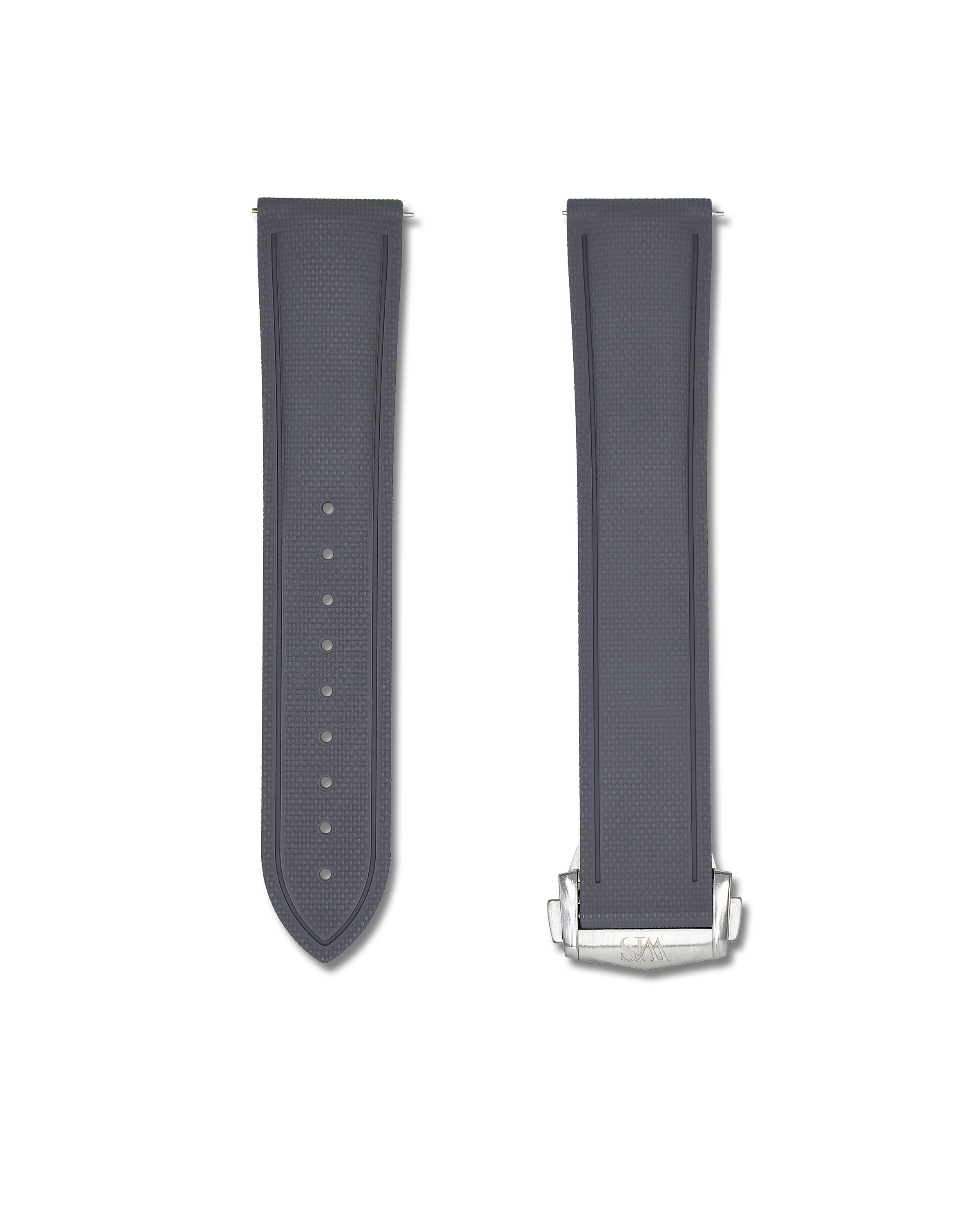 Grey Deployant Clasp Rubber Sailcloth Watch Band | WIS Watch Straps