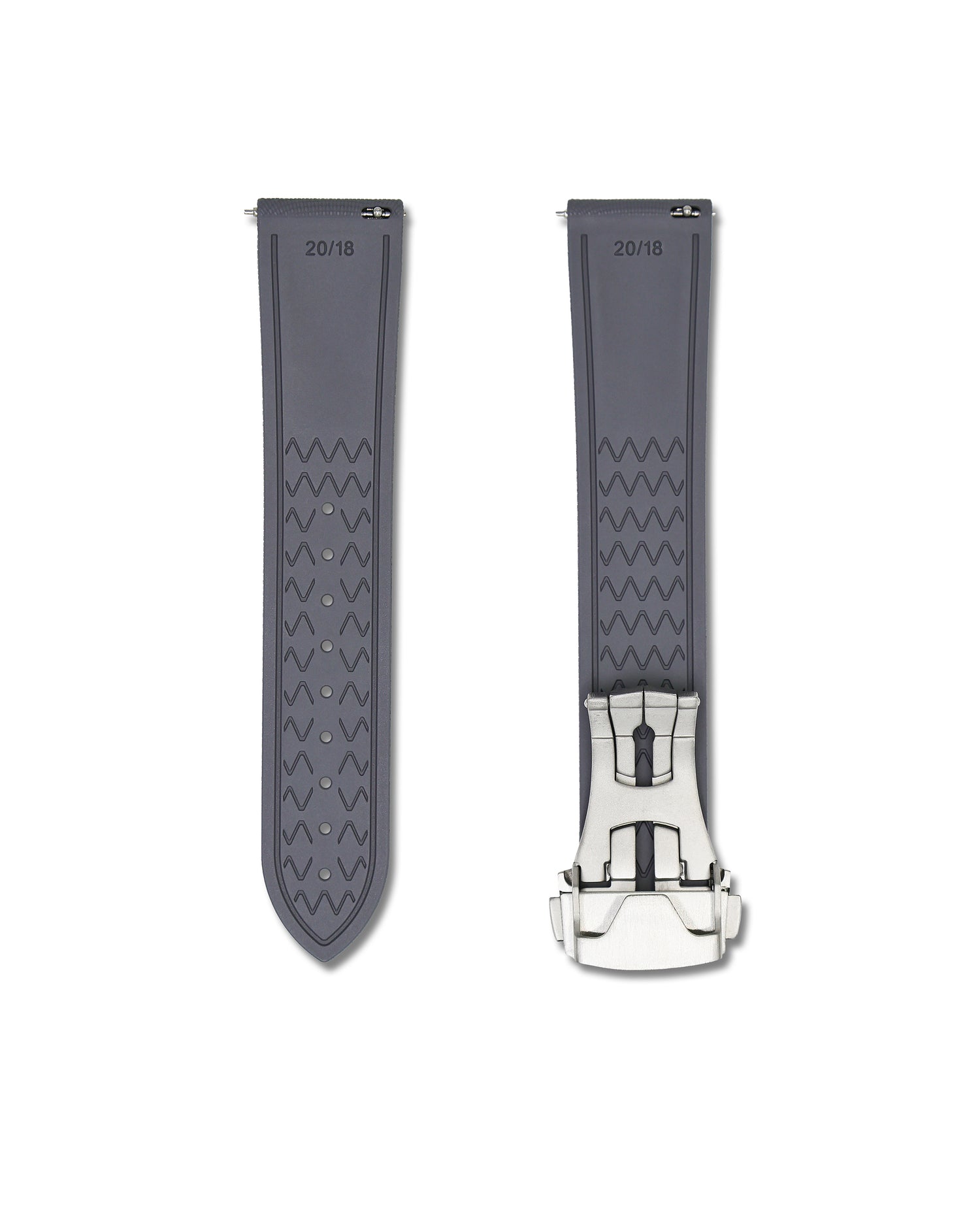 Grey Deployant Clasp Rubber Sailcloth Watch Band | WIS Watch Straps
