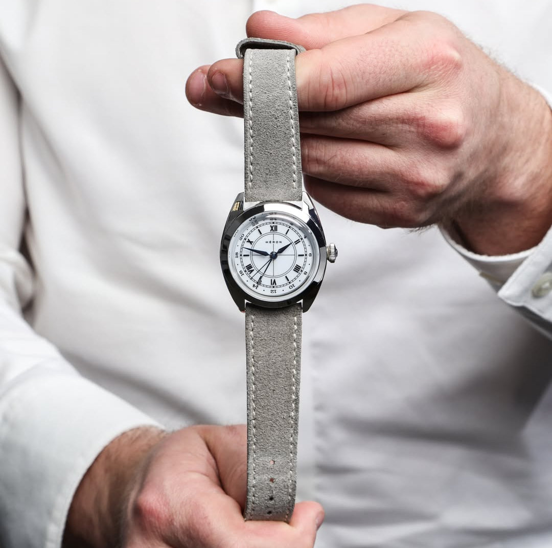 Grey Suede Leather Watch Strap | WIS Watch Straps