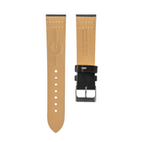 Tuxedo Black - White Stitched Leather Watch Strap For IWC Portugieser