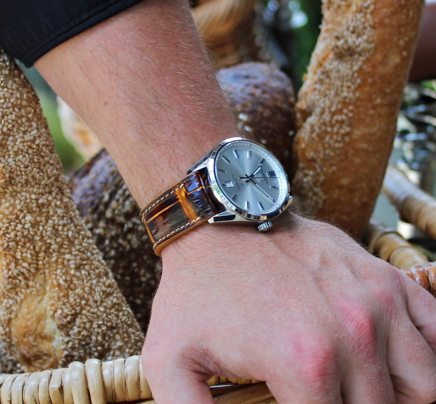 Brown Alligator Leather Watch Band | Handmade Exotic Leather WIS Watch Straps