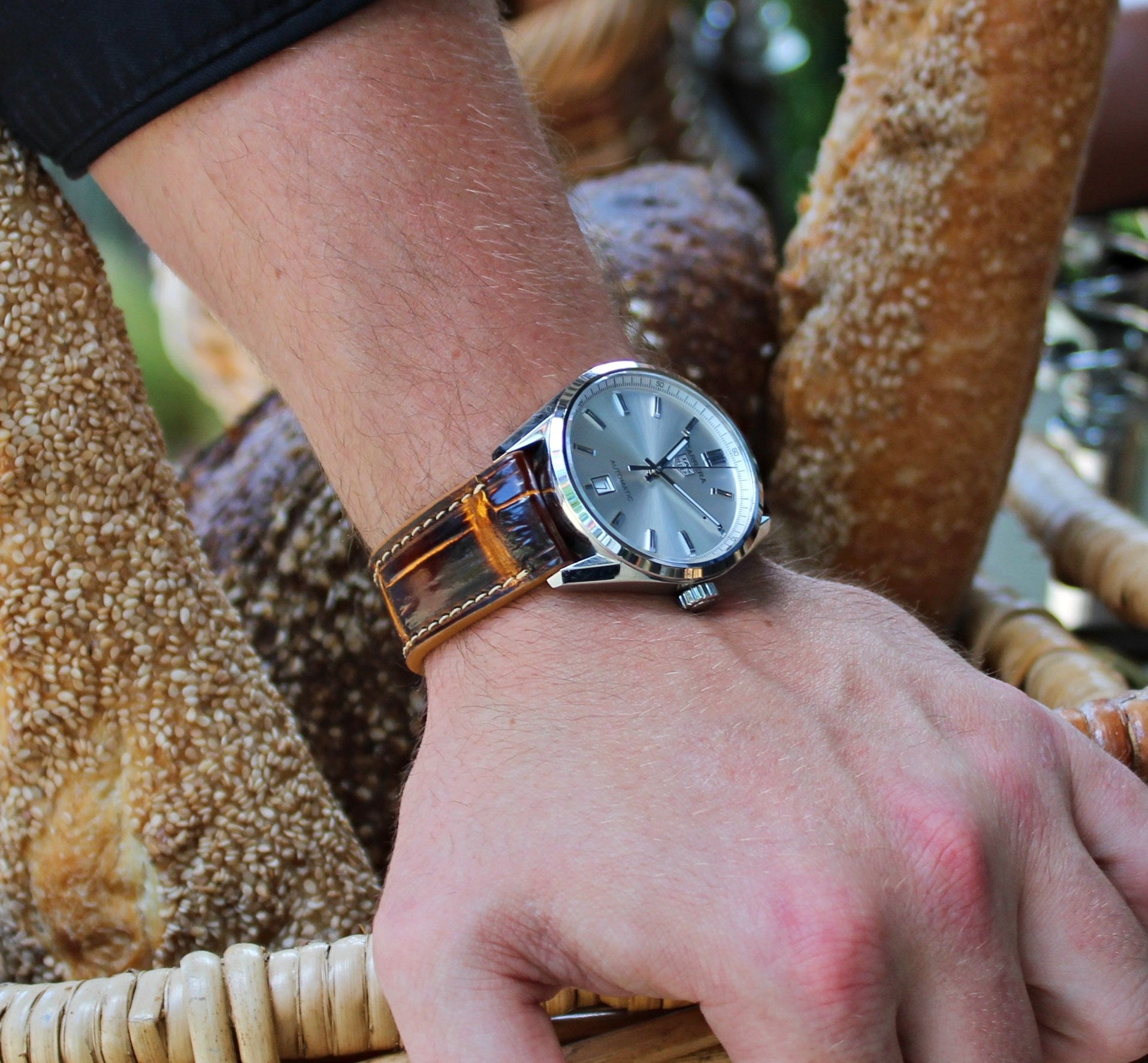 Brown Alligator Leather Watch Band | Handmade Exotic Leather WIS Watch Straps