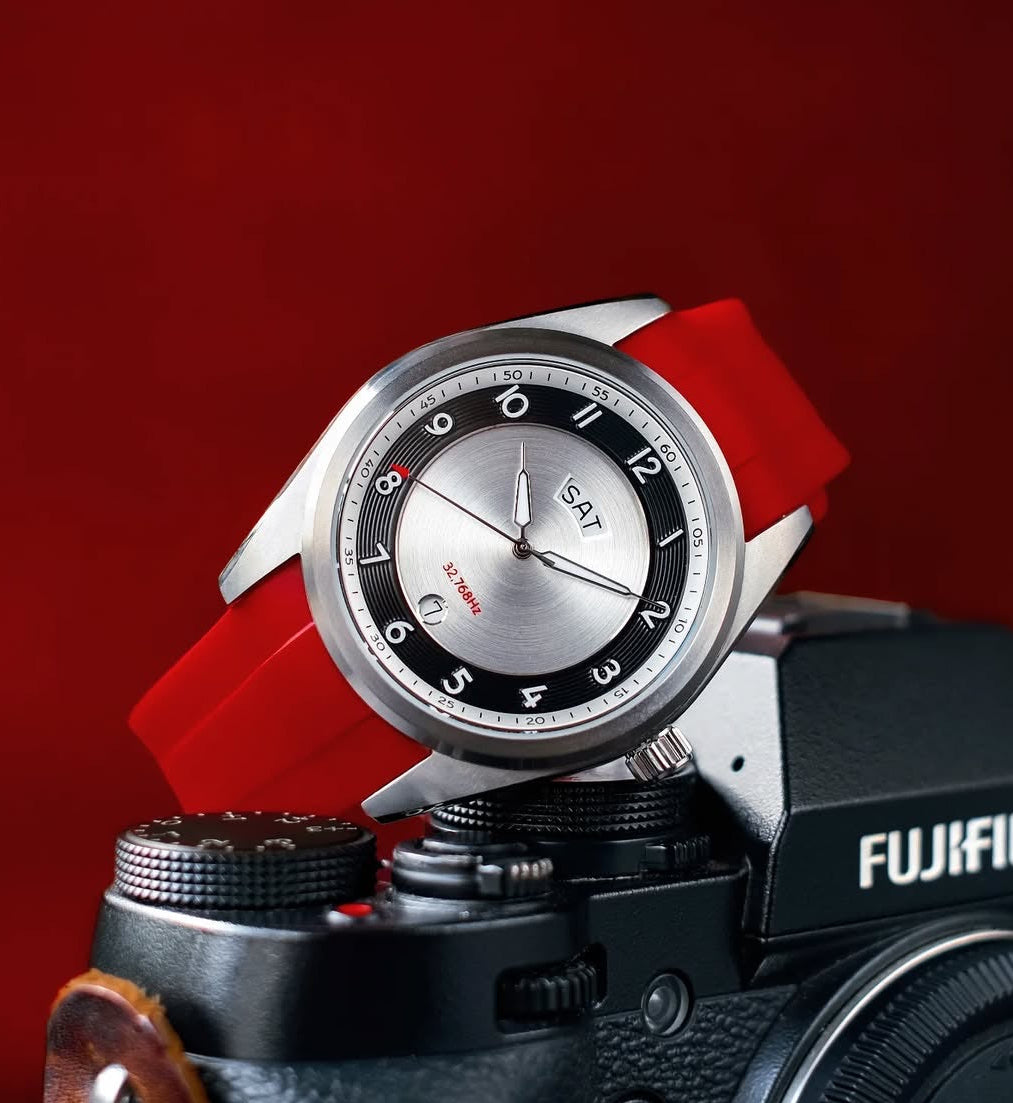 Red Integrated Rubber Watch Band 20mm | WIS Watch Straps