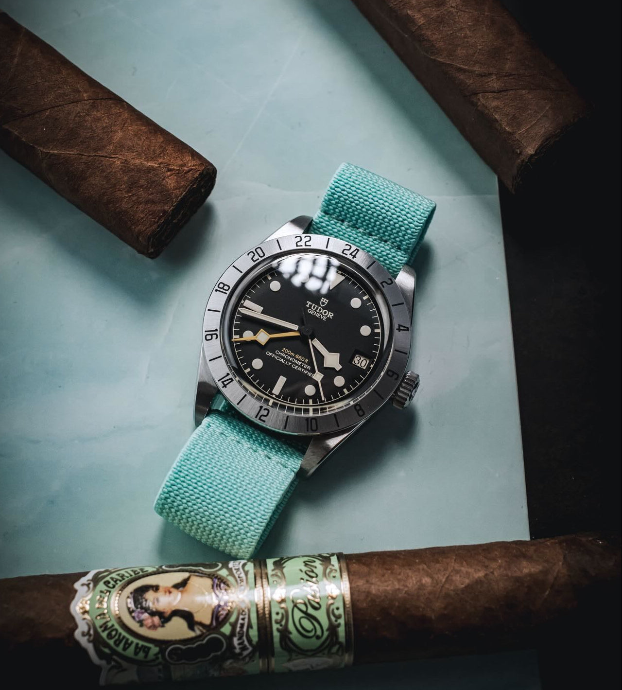 Teal Blue Elastic Quick Release Watch Band | WIS Watch Straps