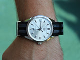 20mm Nato Strap - Black & Grey Striped