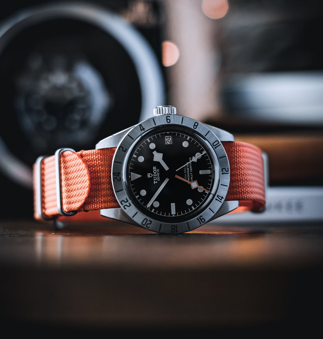 Orange Nato Watch Band on Luxury Timepiece | WIS Watch Straps