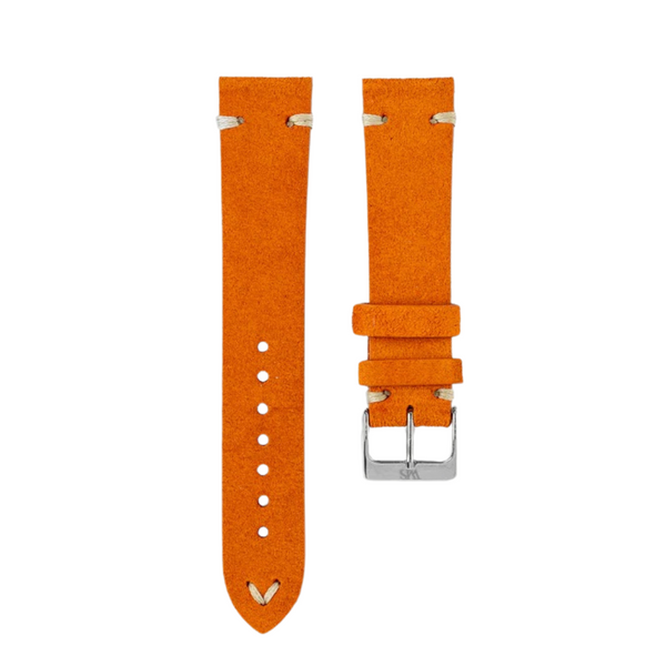 Pumpkin Orange - Suede Leather Watch Strap For 20mm