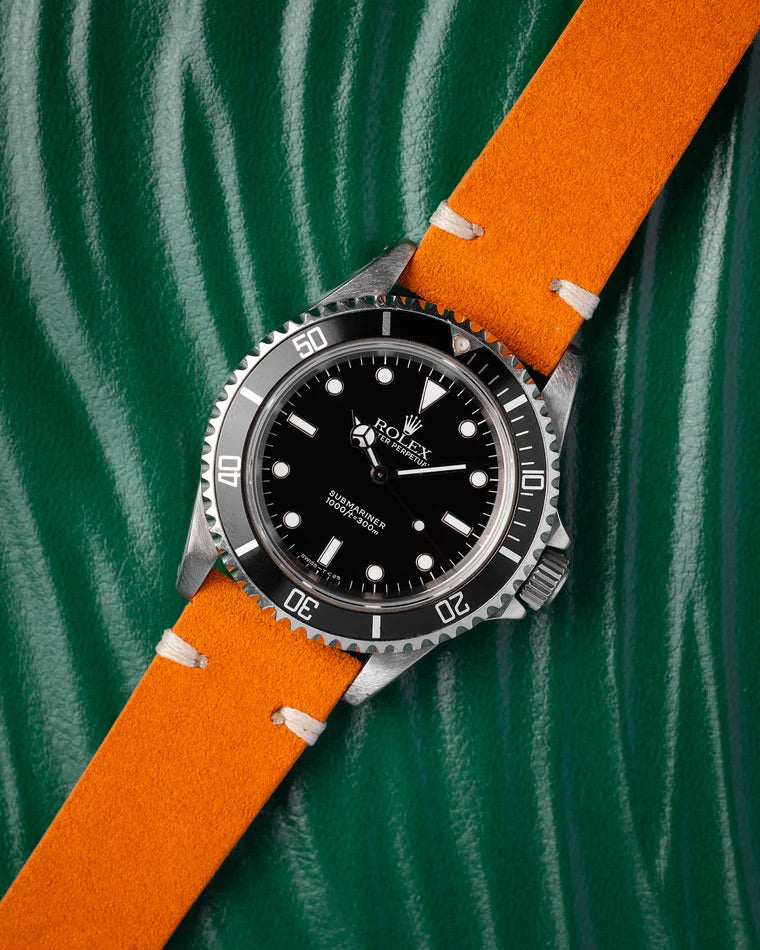 Pumpkin Orange - Suede Leather Watch Strap For 20mm