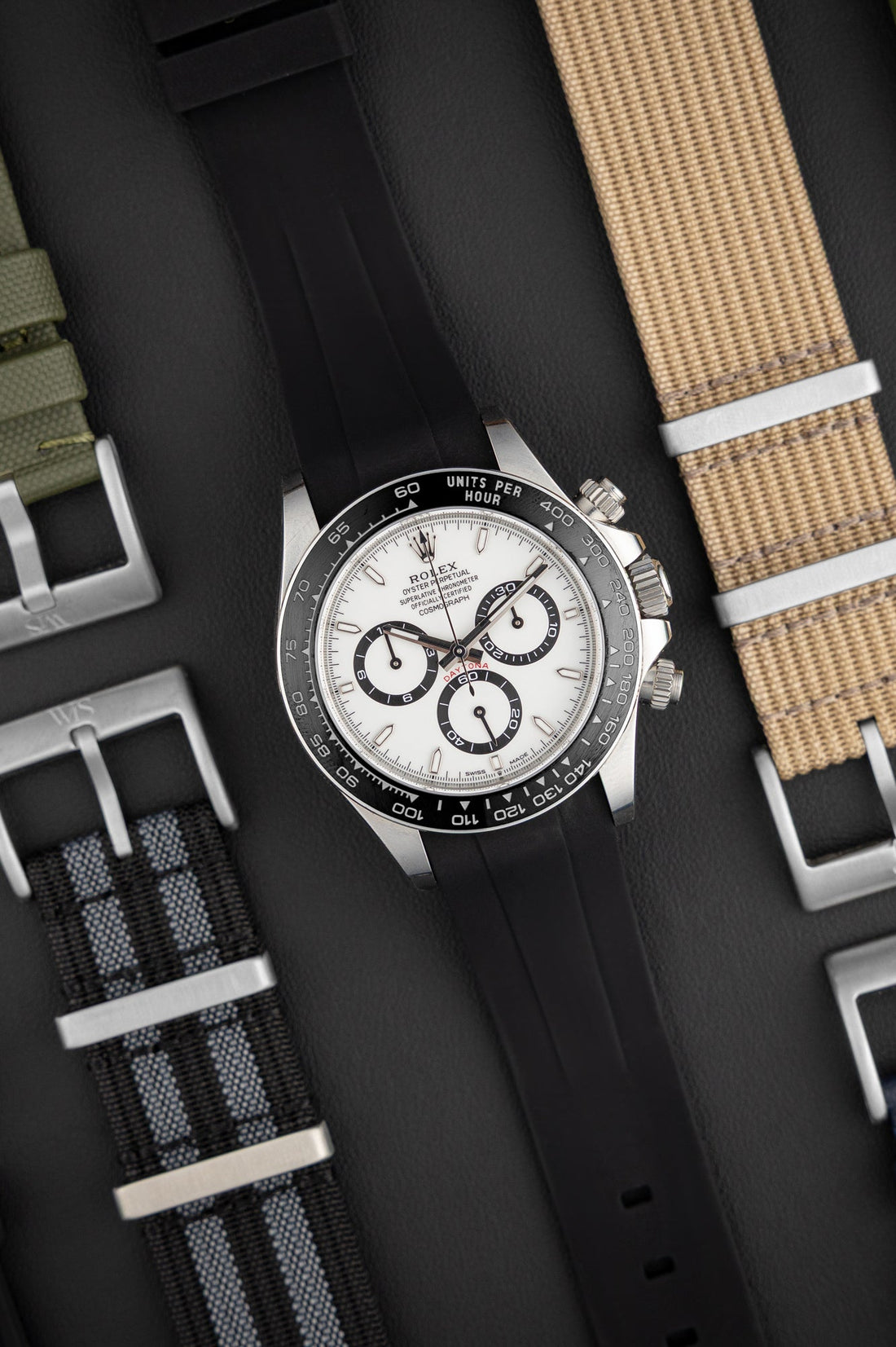 Black Rubber Integrated Watch Band | WIS Watch Straps