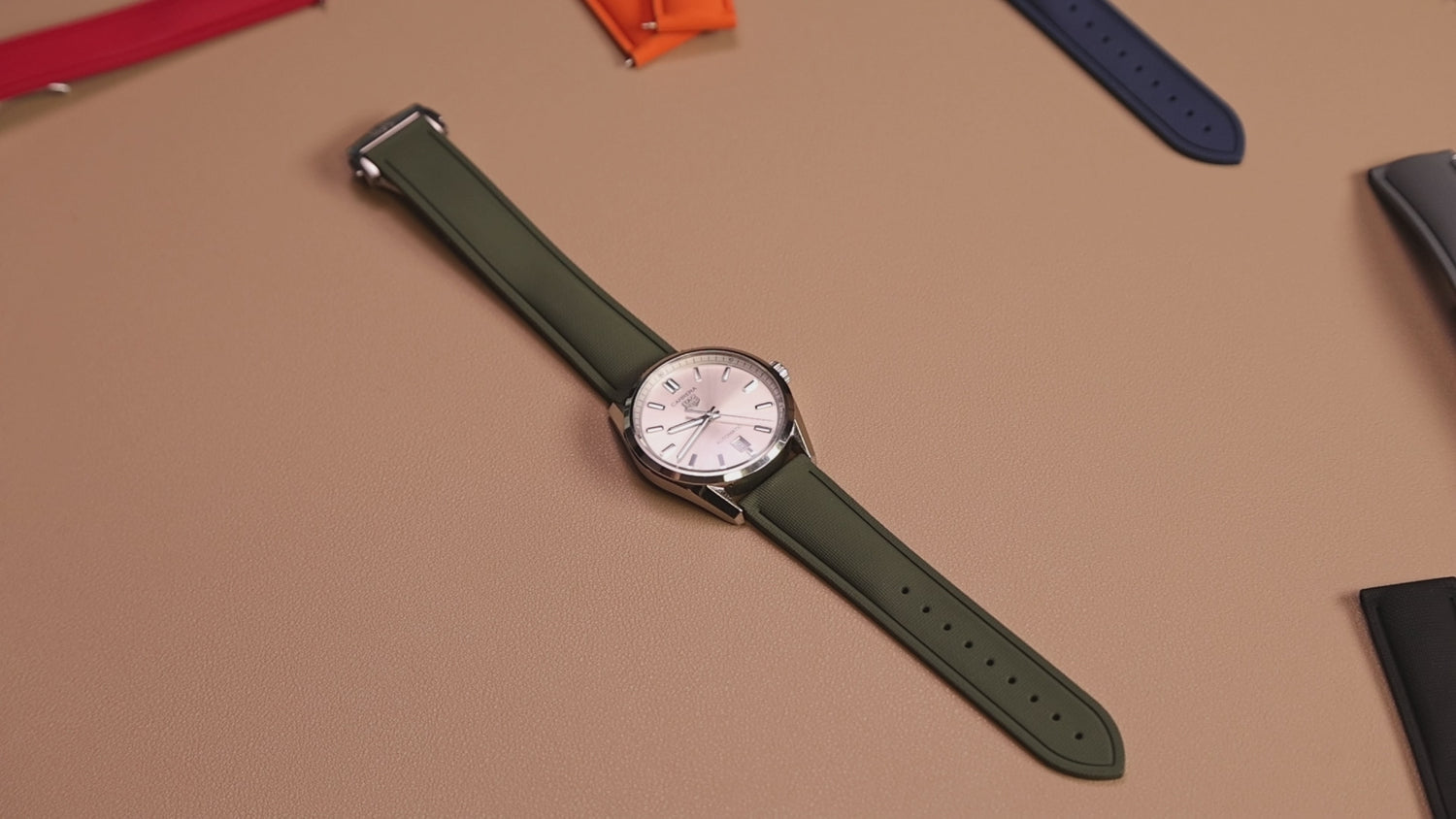 Green Deployant Clasp Rubber Sailcloth Watch Band | WIS Watch Straps